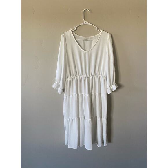 NWT Reborn J White Knee Length Modest Dress - Picture 1 of 4